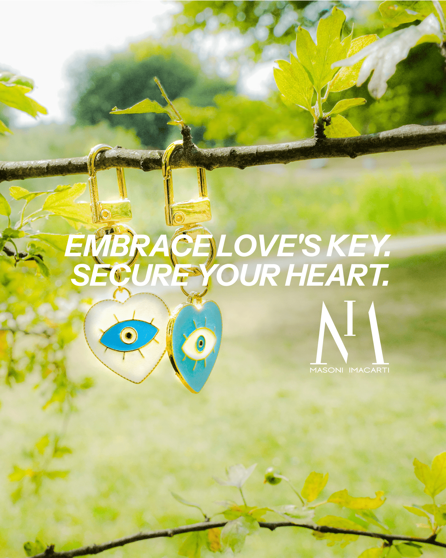 Twin Heart Evil Eye Keychain