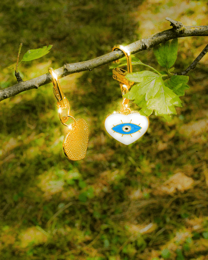 Twin Heart Evil Eye Keychain